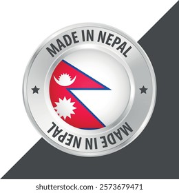 Made in Nepal badge logo flag sticker 3d vector illustration isolated on white