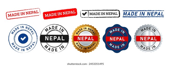 Made in Nepal Rechteck und Kreis Stempel Siegel Plakette Aufkleber Aufkleber Zeichen für Land Produkt