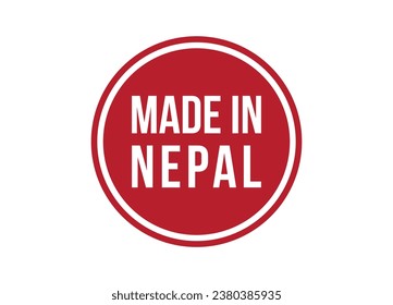 Made in Nepal (Hecho en Nepal): ilustración de un cartel vectorial rojo aislado en fondo blanco