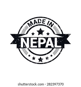 Made in Nepal - Round black grunge rubber stamp design isolated on white background. vector illustration vintage texture. Vector illustration