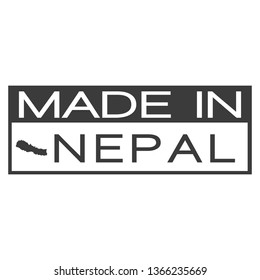 Made In Nepal. Stamp Rectagle Map. Logo Icon Symbol. Design Certificated.