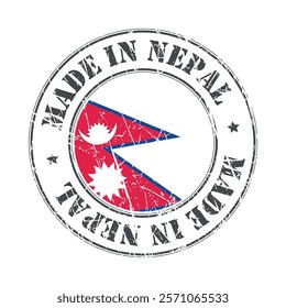 Made in Nepal stamp scratched flag badge logo vector illustration