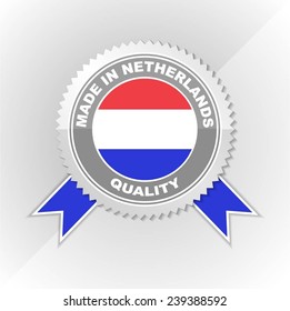 Made in Netherland, Flag, Seal, Ribbon, Vector Art