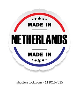 Made in Netherlands flag button label banner icon Sticker Thai design, on white background.vector