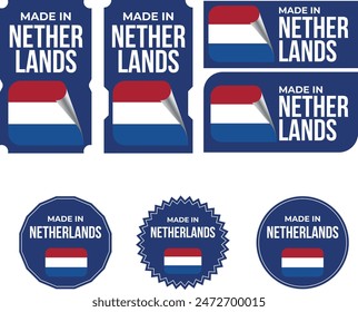 Made in Netherlands. Netherlands flag, Tag, Seal, Stamp, Flag, Icon vector