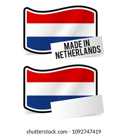Made in Netherlands Flag and white empty Paper. Esp10 Vector.