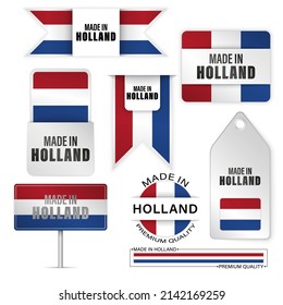 Made in Netherlands graphics and labels set. Some elements of impact for the use you want to make of it.