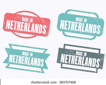 Made in Netherlands - grunge vector stamp isolated.