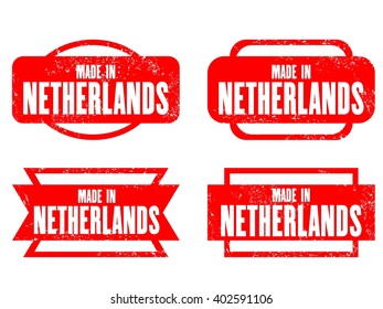 Made in Netherlands - grunge vector stamp isolated.