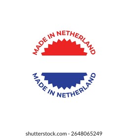 Made in Netherlands label icon with Dutch flag – vector badge design