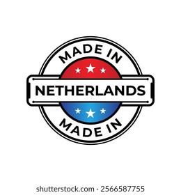 Made in Netherlands label icon emblem isolated on white background. Vector quality logo emblem design element. Vector illustration