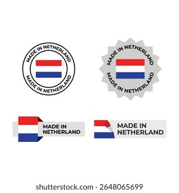 Made in Netherlands Labels and Flags Vector Collection - Diverse Origin Badges