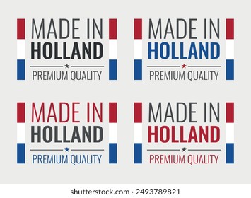 made in Netherlands labels set, Holland product icons