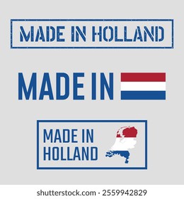 made in Netherlands labels set, Holland product icons