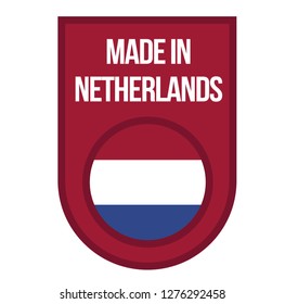 Made in Netherlands product label isolated on white background.