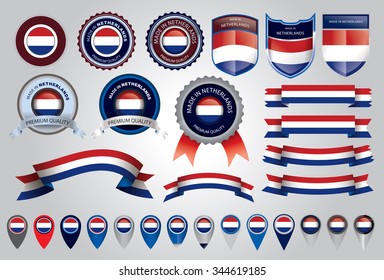 Made in Netherlands Seal, Holland Flag (Vector Art)