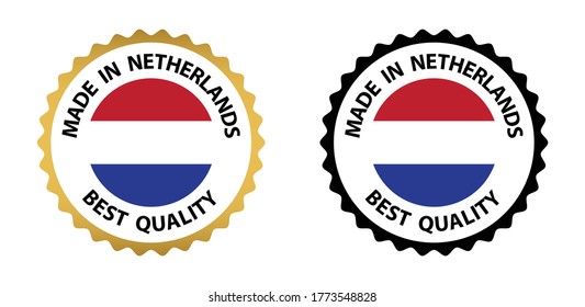 made in Netherlands   vector stamp. bagge with Netherlands   flag