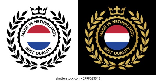 made in Netherlands   vector stamp. bagge with Netherlands   flag