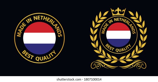 made in Netherlands   vector stamp. bagge with Netherlands   flag
