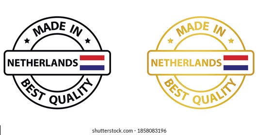 made in Netherlands   vector stamp. bagge with Netherlands   flag