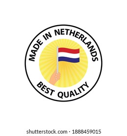 made in Netherlands   vector stamp. bagge with Netherlands   flag