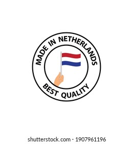 made in Netherlands   vector stamp. bagge with Netherlands   flag