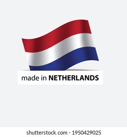 made in Netherlands   vector stamp. bagge with Netherlands   flag