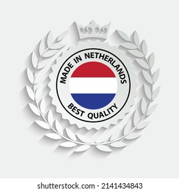 made in Netherlands   vector stamp. bagge with Netherlands   flag