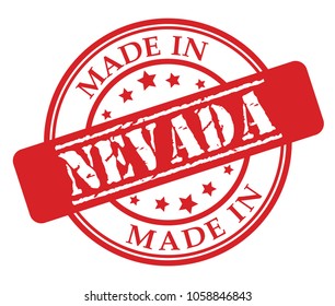 Made in Nevada red rubber stamp illustration vector on white background