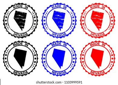 Made in Nevada - rubber stamp - vector, Nevada (United States of America) map pattern - black, blue  and red