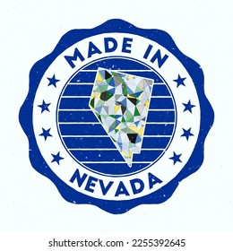 Made in Nevada. US state round stamp. Seal of Nevada with border shape. Vintage badge with circular text and stars. Vector illustration.