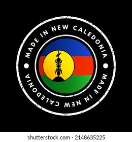 Made in New Caledonia text emblem stamp, concept background