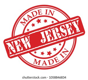 Made in New Jersey red rubber stamp illustration vector on white background