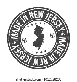 Made in New Jersey State USA Quality Original Stamp Map.Design Vector Art Tourism Souvenir Round Seal Badge Illustration.