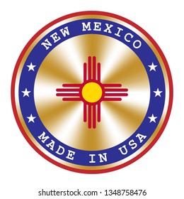 Made in New Mexico seal or stamp. Round hologram sign for label design and national marketing.
