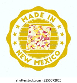Made In New Mexico. US state round stamp. Seal of New Mexico with border shape. Vintage badge with circular text and stars. Vector illustration.