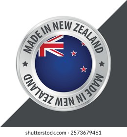 Made in New Zealand badge logo flag sticker 3d vector illustration isolated on white