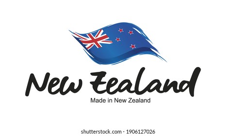 Made in New Zealand handwritten flag ribbon typography lettering logo label banner