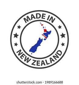 Made in New Zealand icon. Stamp made in with country map