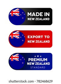 Made in new zealand label, flyer, sign and symbol