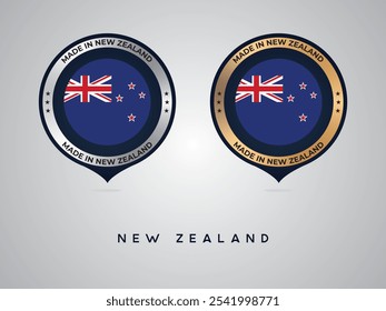 Made in New Zealand. labels, stickers, pointer, badge and symbol of New Zealand flag icon. Collection vector illustration