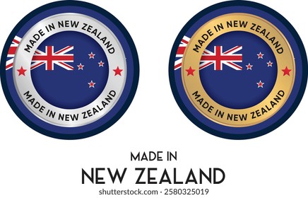 Made in New Zealand. Premium labels, stickers, pointer, badge and symbol of New Zealand flag icon. Collection vector illustration