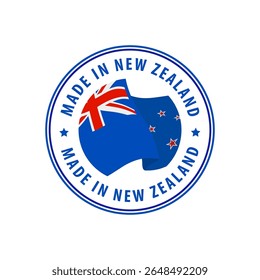 Made in New Zealand stamp, sticker. Vector illustration.