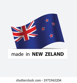 made in New Zealand vector stamp. badge with New Zealand flag