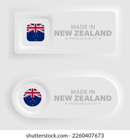 Made in Newzealand neumorphic graphic and label. Element of impact for the use you want to make of it.