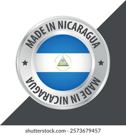 Made in Nicaragua badge logo flag sticker 3d vector illustration isolated on white