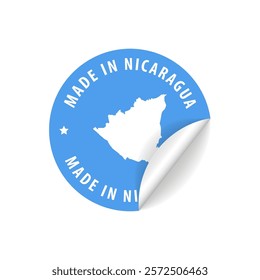 Made in Nicaragua - Country Map Sticker. Best Quality. Original Product. Vector illustration.