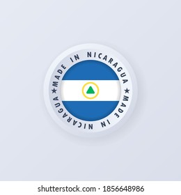 Made in Nicaragua. Nicaragua made. Nicaragua quality emblem, label, sign, button, badge in 3d style. Vector illustration. EPS10