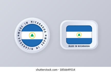 Made in Nicaragua. Nicaragua made. Nicaragua quality emblem, label, sign, button, badge in 3d style. Vector illustration. EPS10