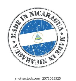 Made in Nicaragua stamp scratched flag badge logo vector illustration